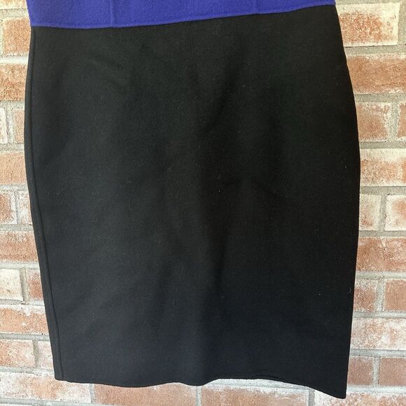 Talbots Wool Sheath Dress Size 12 Blue Black Colorblock Professional - Picture 3 of 8